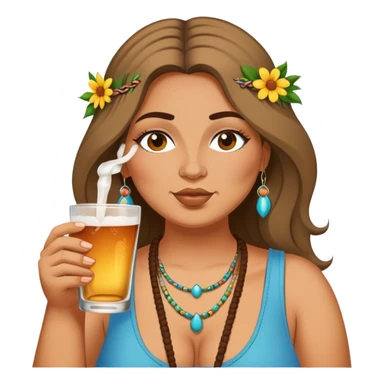Fatty hippie woman chugging alcohol sticker
