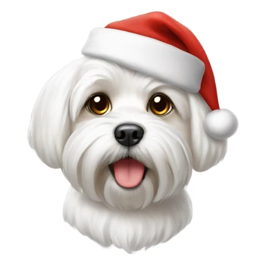 Maltese dog with Santa hat sticker