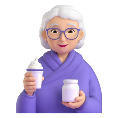 grandmother offering yogurt facing right sticker