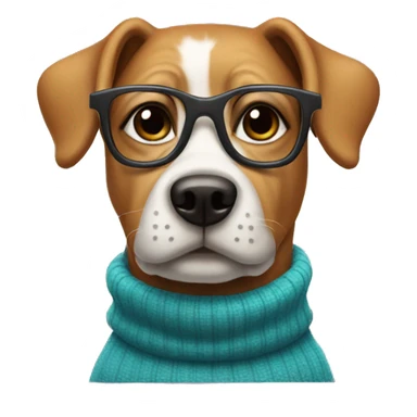 dog with glasses and  wearing turtleneck sticker