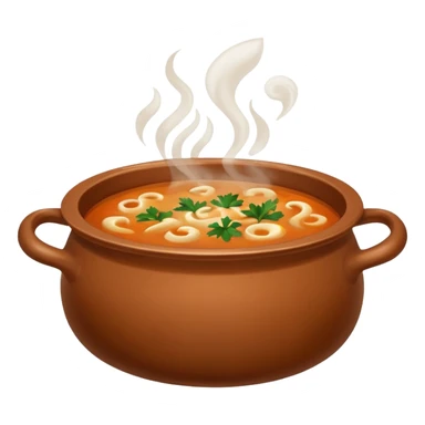 brown pot with soup sticker