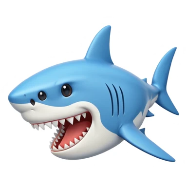 cartoonish shark, open mouth, emoji style sticker