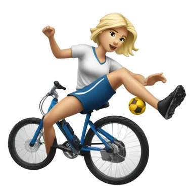 Attractive blond woman atempting football bicycle kick mid air fullbody large torso sticker
