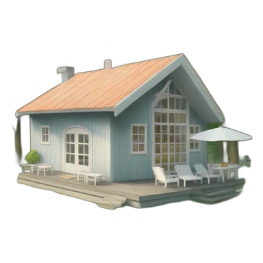 scandinavian summer house sticker