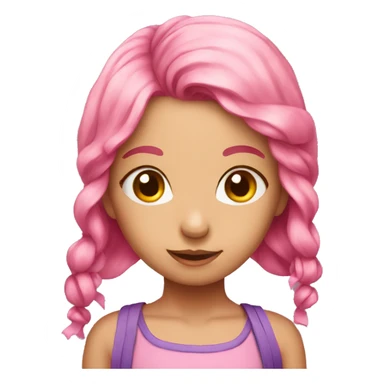 Pink hair girl with ribbon sticker