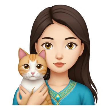 kazakh girl with cat ea sticker