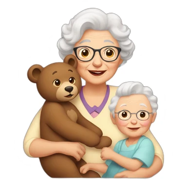 A bear as a grandma with a grandchild sticker