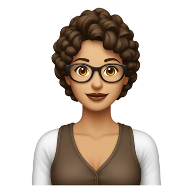  mujer morena pelo largo liso color marrón con lentes sticker