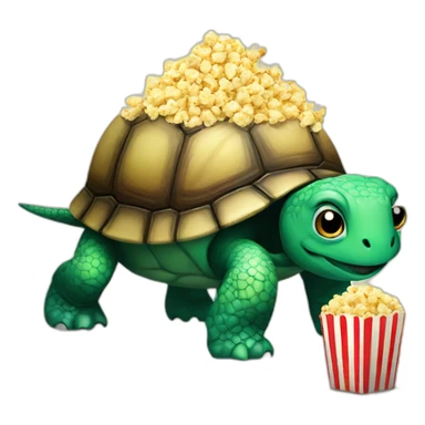 a turtle on of popcorn sticker