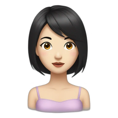 wasian girl with black hair and eyeliner from head to chest sticker