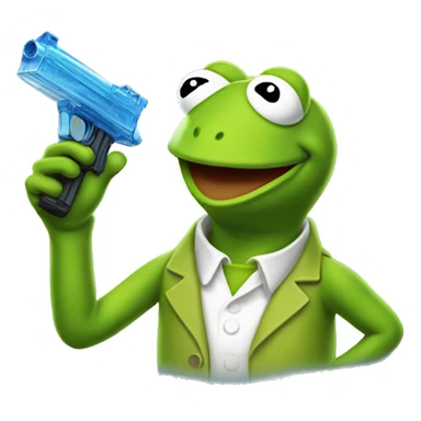 kermit the frog holding a water pistol  sticker