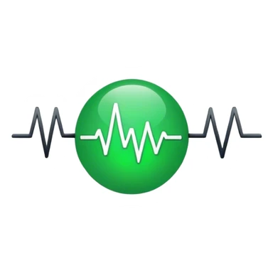 green dot with ECG heartbeat line. dot, not heart sticker