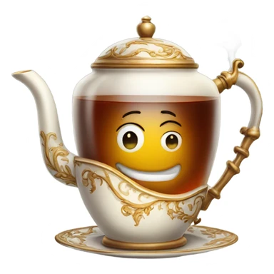 Hot tea with a kettle sticker