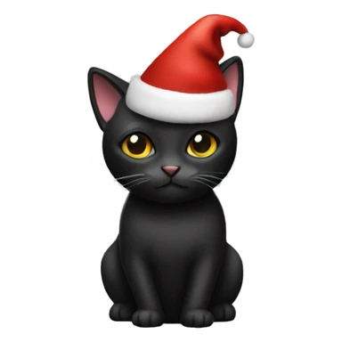 black cat wearing a christmas hat sticker