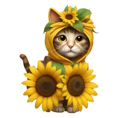 cat in a sunflower costume sticker