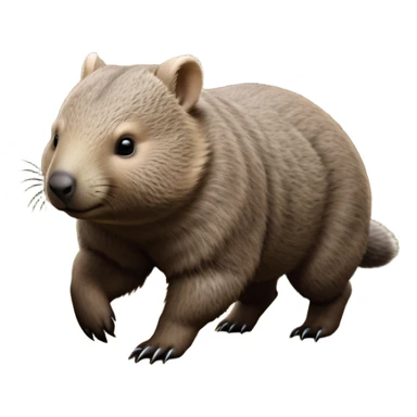 cinematic-stout wombat-realistic-full-body-waddling-emoji,-stout-muscular-frame-covered-in-coarse-brown-fur,-short-powerful-legs-trotting-determinedly-through-bushland,-round-dark-eyes-filled-with-calm-confidence,-tiny-rounded-ears-twitching-slightly,-strong-digging-claws-visible-on-sturdy-paws,-simplified-yet-realistic-focused-features,-highly-detailed,-glowing-with-a-subtle-earthy-glow sticker