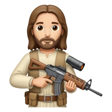 Jesus Christ holding a assault rifle sticker