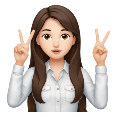 girl architect - brunette - 20 years old cute pose - long hair girl without eye glasses. pretty girl. do a kissy face and her holding up the peace sign sticker
