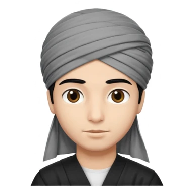 Emoji de un chico con turbante árabe que el chico sea de color piel clara y que tenga cabello negro y de fondo blanco sticker
