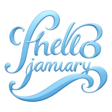 Light Blue “ hello January “ word in cursive sticker