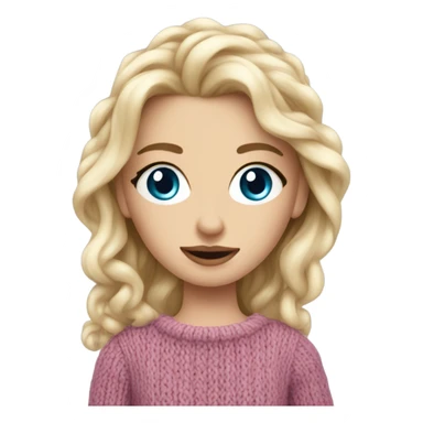 Beautiful finish blonde girl with blue eyes knitting sweater  sticker