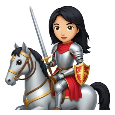 woman black hair knight on horse  sticker