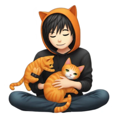Emo boy petting orange cat sticker