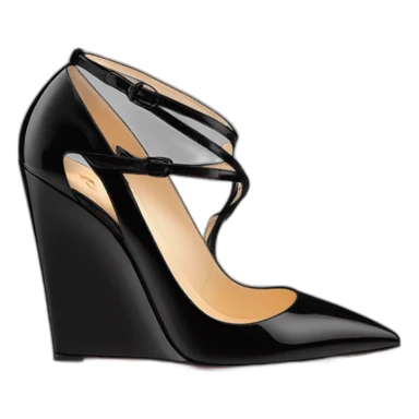 One WEDGE heel LOUBOUTIN black leather PATENT sticker