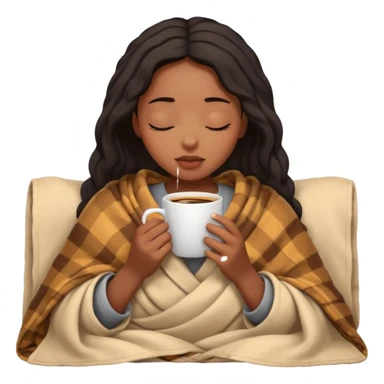black girl inside a blanket sipping coffee eyes closed sticker