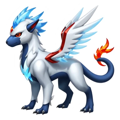 Shiny Futuristic Absol-Luxray-Reshiram-Kyurem-fusion, full body sticker