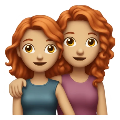 One red head sister and one brunette sister hugging sticker