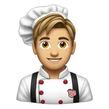 Cara de adolescente chef hincha de River Plate con pelo castaño y algunos pocos reflejos rubios sticker