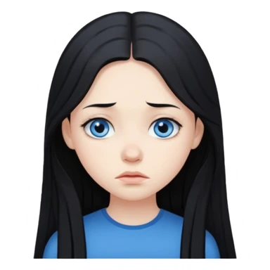 Pale girl with long black hair sad and blue eyes sticker