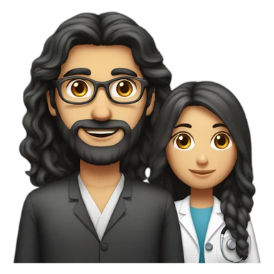 Long hair Jewish girl with tall ophthalmologist Arabic boy sticker