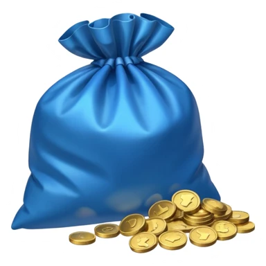 blue coins inside an opened bag  sticker