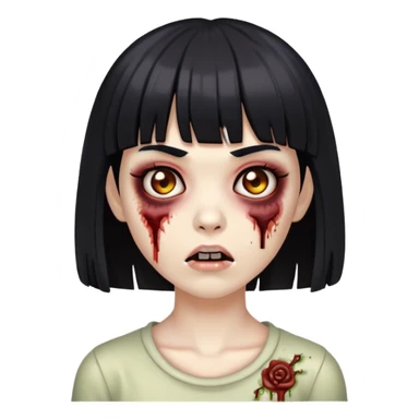 zumbi feminina com cabelo preto e franja sticker