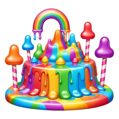surreal melting neon rainbow candy land landscape sticker