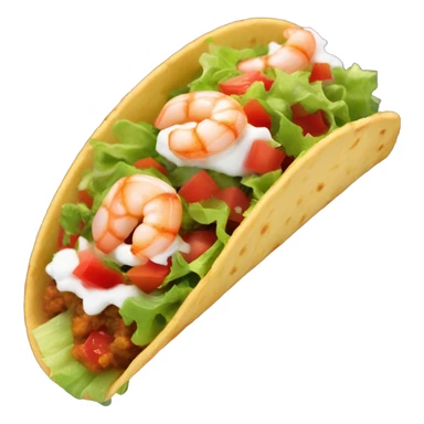 Soft taco with shrimp, lettuce, tomato, sour cream, salsa  sticker