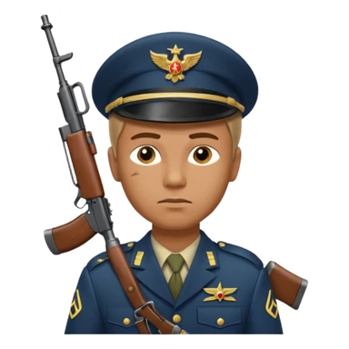 a guy holding ak-47 wearing military uniform sticker