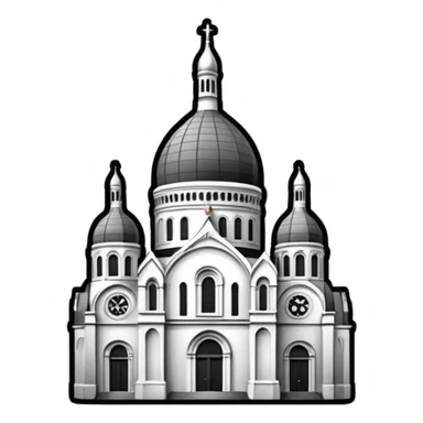 now I want a sticker with the Sacre Coeur church in black and white sticker