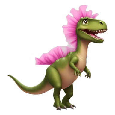dinosaur riding a surf board with pink tutu sticker