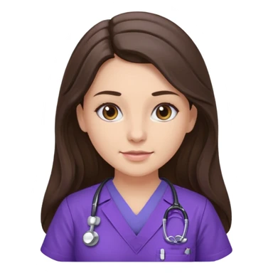 pretty brunette nurse with long hair in purple scrubs sticker