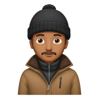 indian guy wearing a black winter hat and brown winter jacket sticker