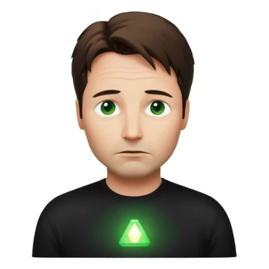 Mulder from the x-files looking very very worried (not trusting anyone today) while wearing a dark t-shirt with no markings. A green beam of light from a UFO illuminates him sticker