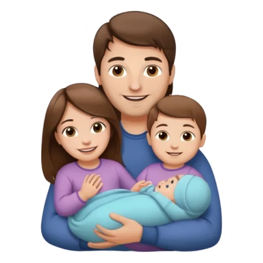 "Woman with long brown hair and fair skin holding a baby girl. And man with short brown hair and fair skin, without a mustache, holding a child. Smiling." sticker