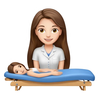 smiling white long brunette hair girl with hazel eyes on massage table sticker