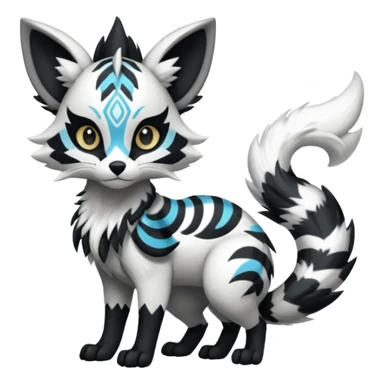 Futuristic furry fluffy floofy feathery tribal marked Genet-Absol-Kyurem-Zeraora-Primagen-fusion-creature  sticker