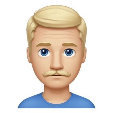 normal emoji 👨🏼 white guy with blond hair, mustache, and blue eyes. No shoulders or neck. Just head. Hair a little mussed and stylish sticker