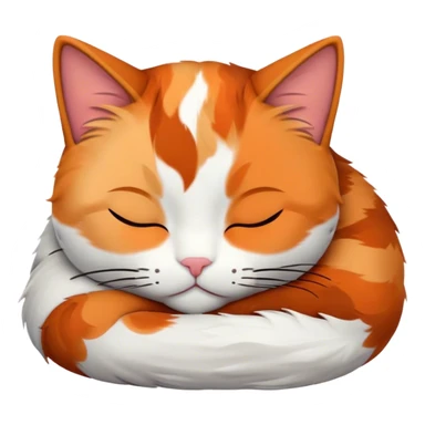 Meme-Worthy Cute Sleeping Calico Cat Portrait Emoji, Head resting peacefully with a content, gentle smile and softly closed eyes, featuring a delicate patchwork fur in vibrant orange, black, and white hues, simplified yet irresistibly endearing, highly detailed, glowing with a soft, drowsy radiance, high shine, exuding relaxed and utterly lovable charm, styled with a gentle, soft glowing outline, capturing the essence of a sleeping calico cat that appears destined to become a viral icon of adorable rest! sticker