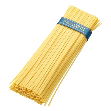 bundle of dry spaghetti, fanned out, pale yellow, straight and smooth, subtle reflections, clean lines, 3D clean style, no packaging, transparent background sticker
